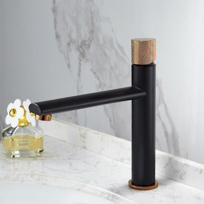 Knurled Handle Swivel Mixer Black Pink Gold