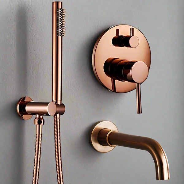 Bathtub Mixer with Hand Shower Pink Gold