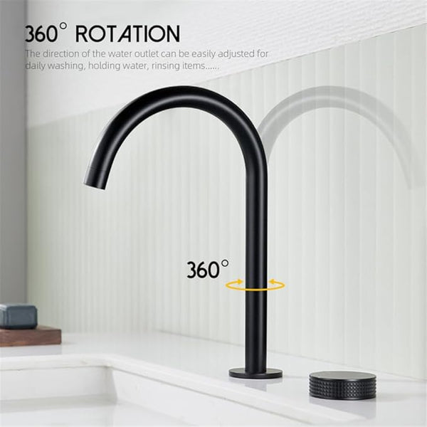 Knurled Brass Basin Mixer Black