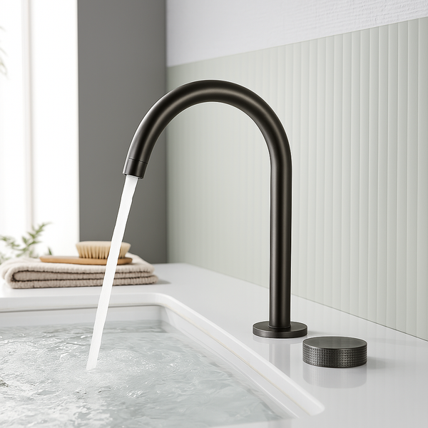 Knurled Brass Basin Mixer Gunmetal