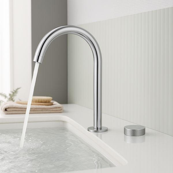 Knurled Brass Basin Mixer Chrome