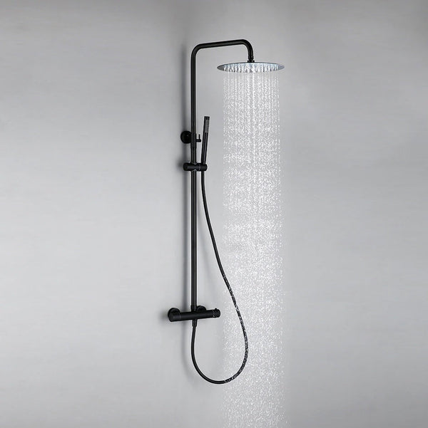 Thermostatic Rain Shower Mixer Black