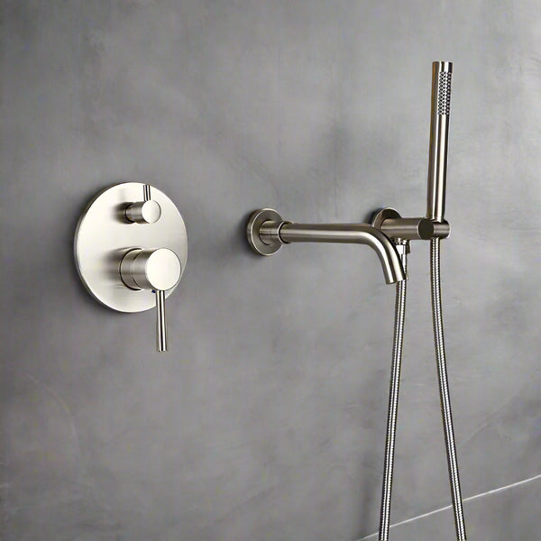 Bathtub Mixer with Hand Shower Brushed Chrome